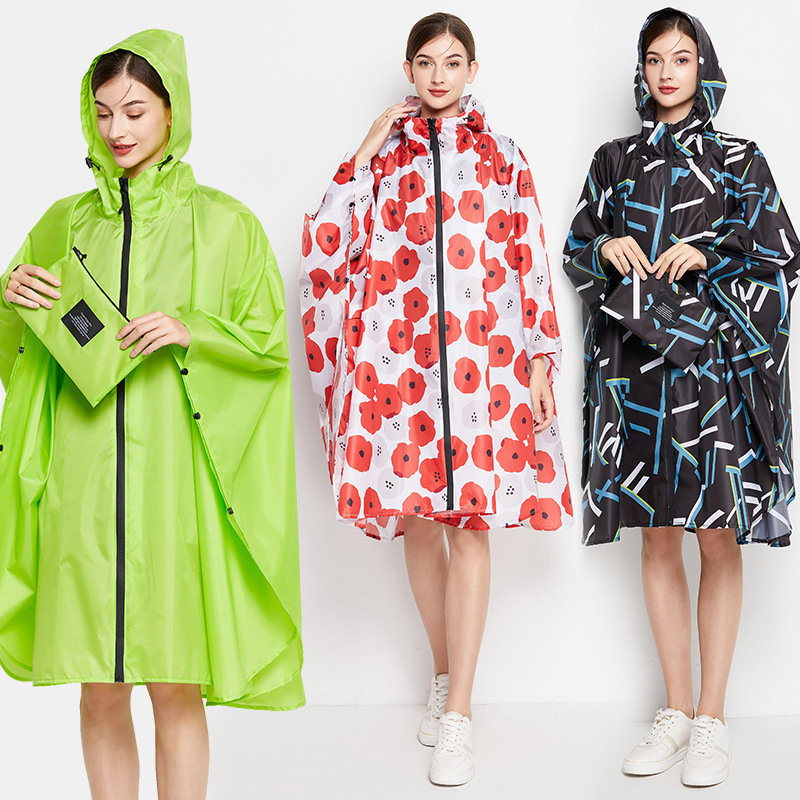 Camping Rain Poncho - Colorful Plus Size Floral Rain Poncho